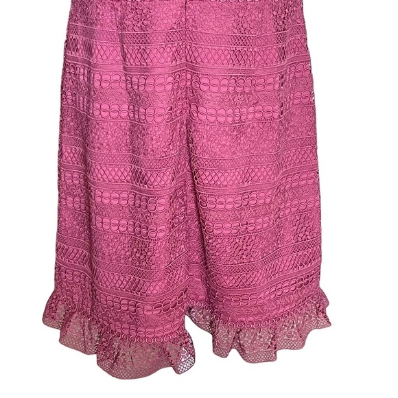 J. Crew Women’s CAP Sleeves Ruffle Dress Size 12 Mixed Lace Crochet - Picture 9 of 11